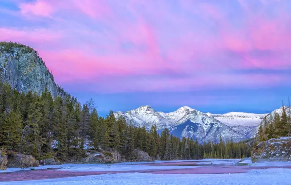 Mountains, river, Canada, national Park