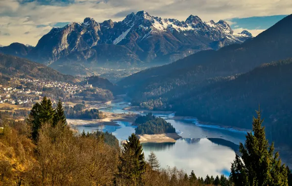 Picture landscape, mountains, nature, lake, valley, Italy, forest, The Dolomites