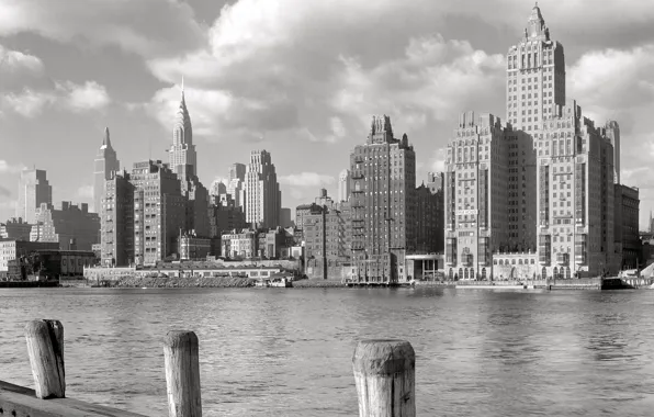 Retro, river, home, New York, USA, Manhattan, 1931-the year