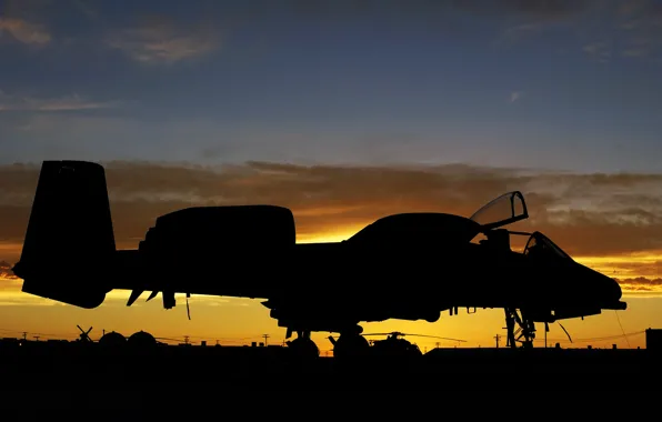 Sunset, A-10, USAF, Thunderbolt II, Aircraft, Airbase