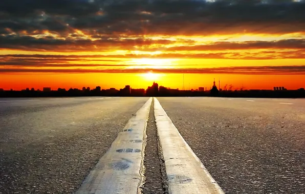 Picture sunset, Road, the evening