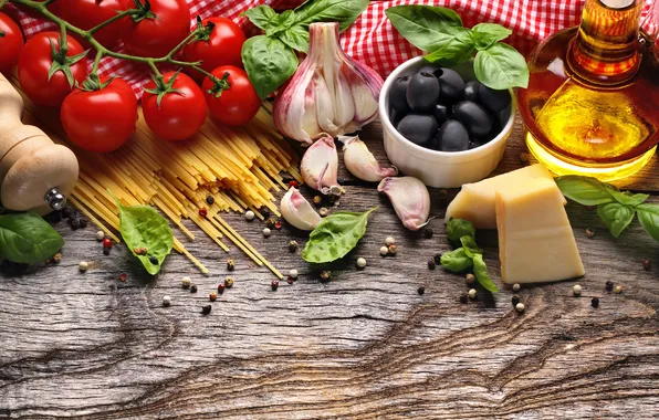 Food, cheese, vegetables, olives, garlic, products
