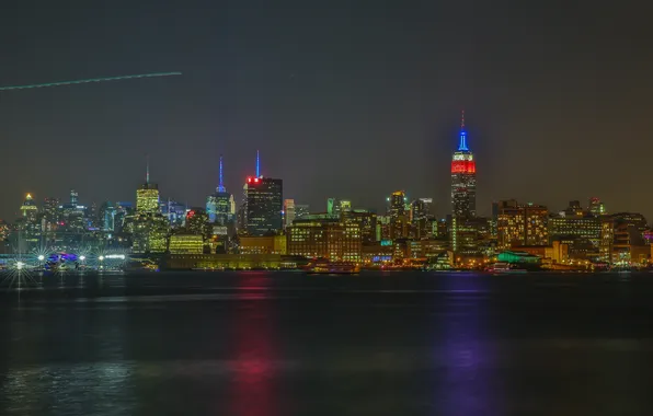 The sky, night, lights, home, new York, USA