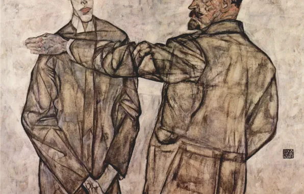 Egon Schiele, Binche Heinrich and his son Otto, Double portrait
