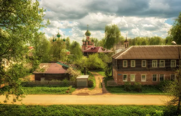 Road, landscape, nature, the city, home, dome, temples, Pereslavl-Zalesskiy