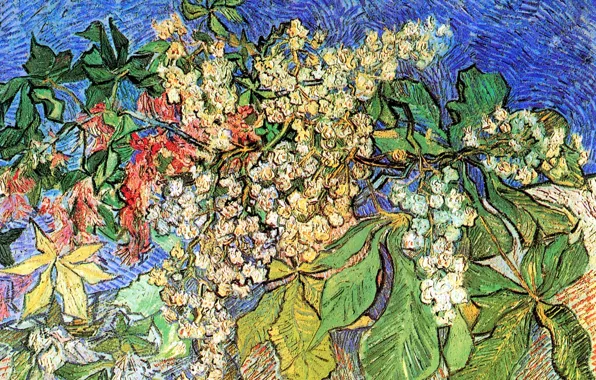 Picture Vincent van Gogh, Auvers-sur-Oise, Blossoming Chestnut Branches