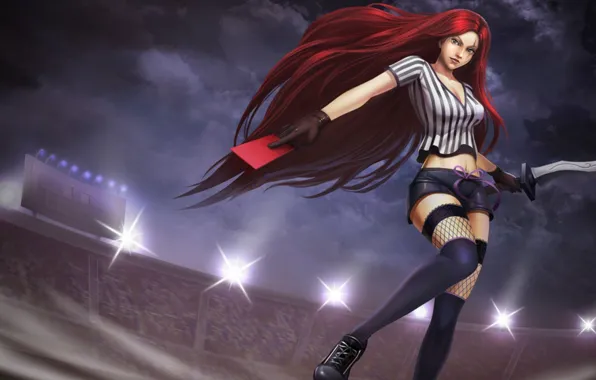 Picture football, Football, League of Legends, Katarina, Catarina, red card, Red card