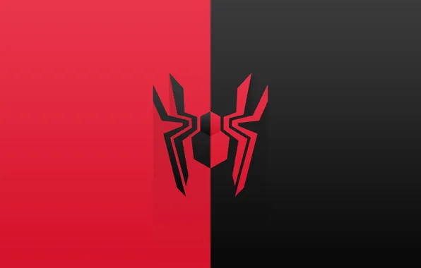 Spider, logo, Spider-Man, red and black, Spiderman Minimal