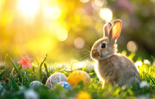 Flowers, eggs, spring, colorful, Easter, happy, flowers, spring