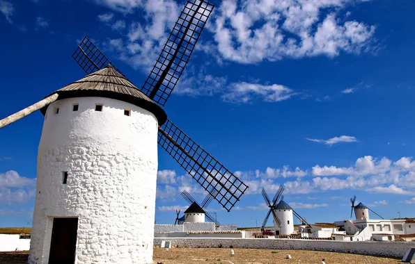 Picture the sky, clouds, Spain, windmill