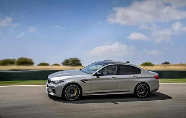 Picture grey, speed, BMW, profile, sedan, 4x4, 2018, four-door