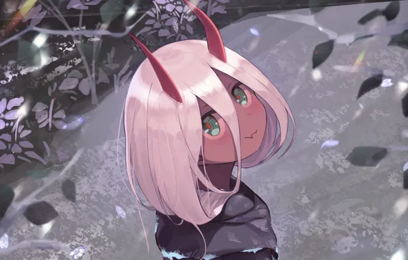 Picture look, girl, horns, Darling In The Frankxx, Cute in France