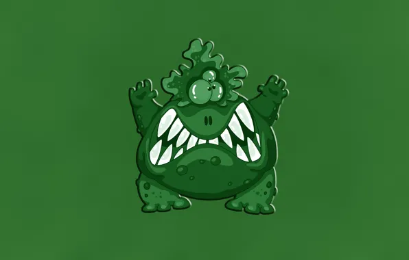 Green, green, monster, evil, monster, toothy, brodaway, the three-eyed