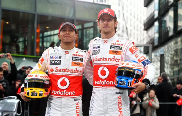 Picture formula 1, formula 1, men, Button, pilots, Lewis Hamilton, Lewis Carl Davidson Hamilton, Jenson Button