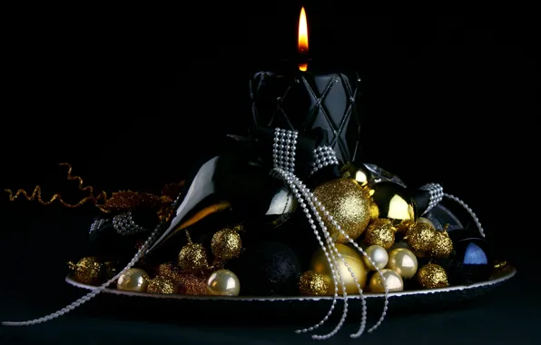 Balls, decoration, table, fire, flame, balls, toys, candle