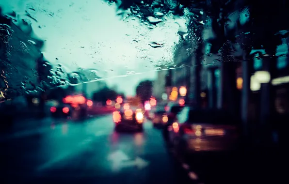 Picture glass, the city, rain, street, Paris