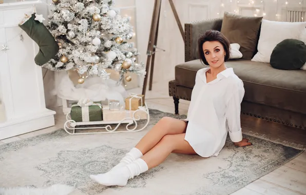 Woman, young, pretty, room, resting