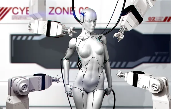 Girl, wire, robot, art, cyborg, Android, Rolf Bertz