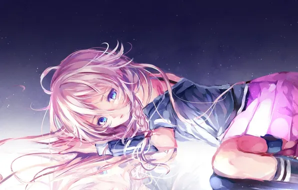 Girl, anime, art, braids, vocaloid, yuduki