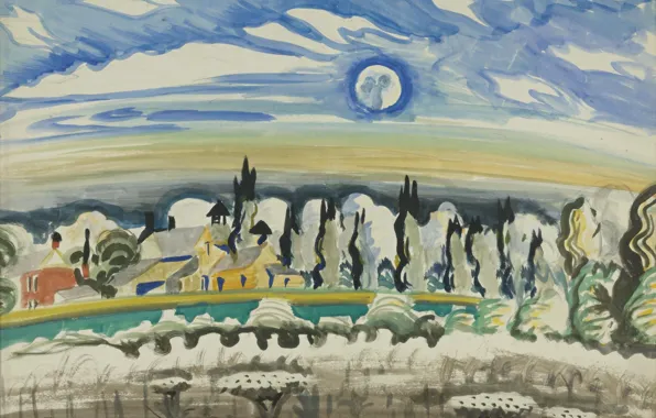 Picture 1917, Charles Ephraim Burchfield, Moon over Village