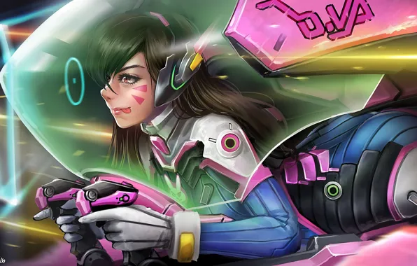 Girl, game, mecha, pretty, Overwatch, D.Va