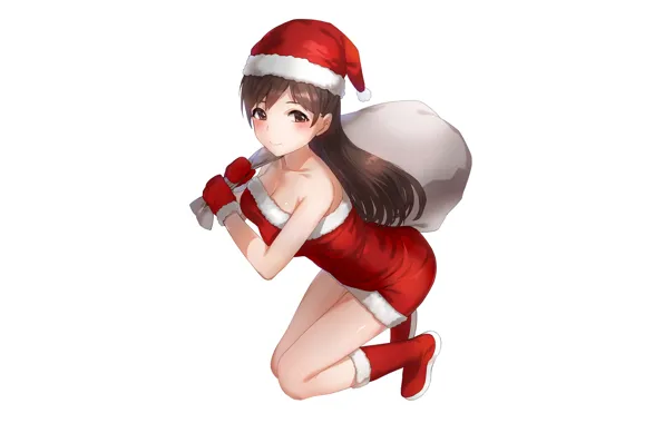 Girl, new year, maiden, bag
