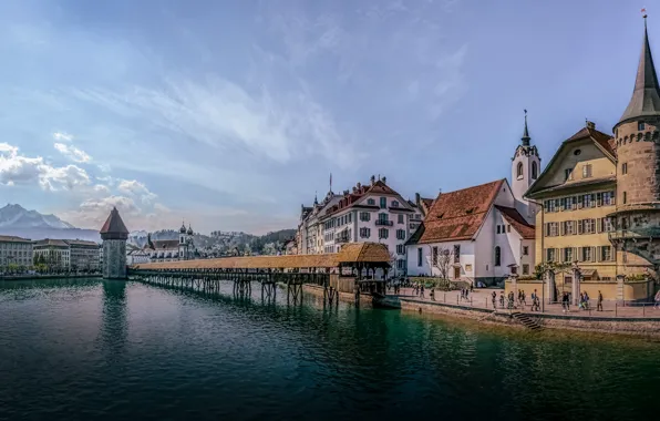 Bridge, river, building, home, Switzerland, Switzerland, Lucerne, Lucerne