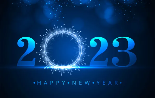 Lights, the inscription, round, salute, ring, figures, New year, fireworks