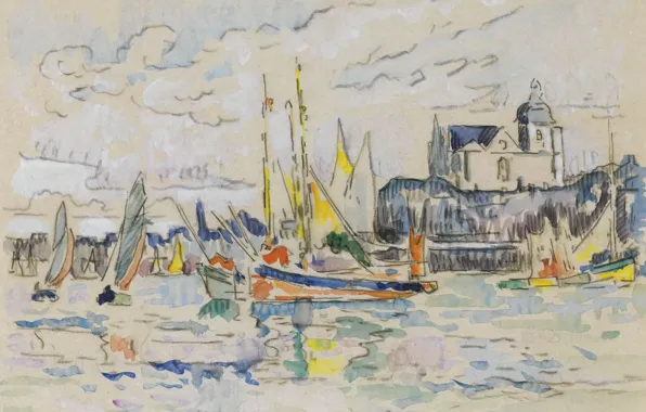Figure, watercolor, 1913, Paul Signac, Paul Signac, View of the Port of Les Sables-d'olonne