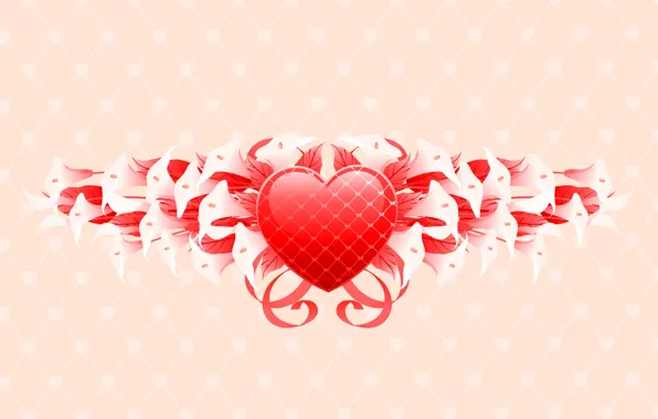 Picture love, flowers, red, pink, heart, love, Valentine's day, white flowers