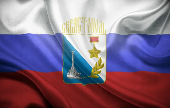 Star, flag, Russia, coat of arms, tricolor, Crimea, Sevastopol, hero city
