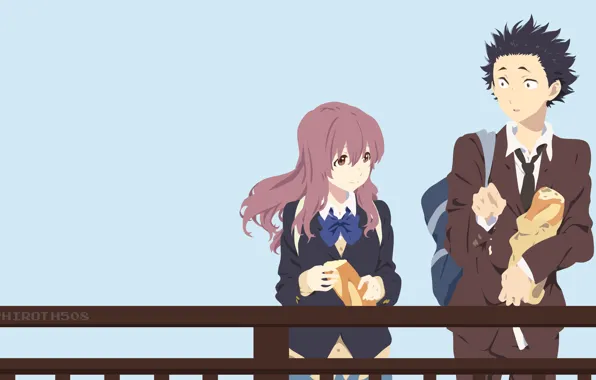 Girl, bridge, bread, Anime, guy, baton, 2016, You no Katachi