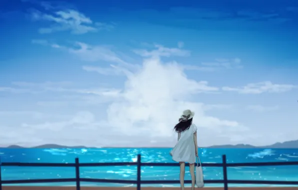 Wallpaper sign, sea, the sky, summer, girl