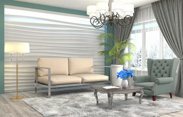 Picture flower, design, furniture, interior, chandelier, living room