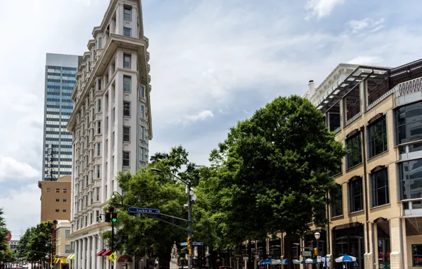 House, tree, street, the building, USA, USA, house, sky