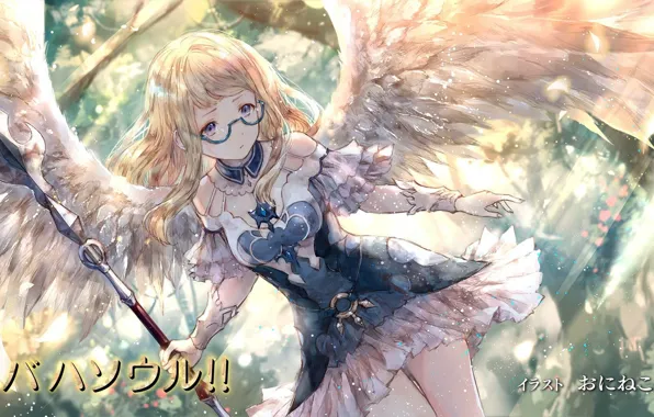 Girl, angel, anime, art, Shingeki no Bahamut