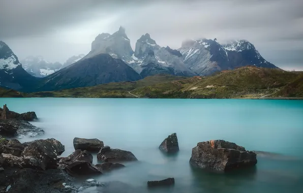 Sea, landscape, nature, mountains, fog