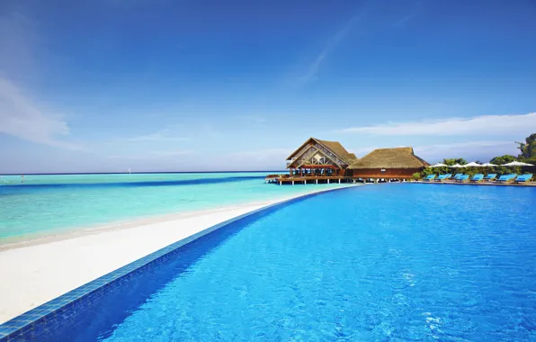 The ocean, pool, The Maldives, the hotel