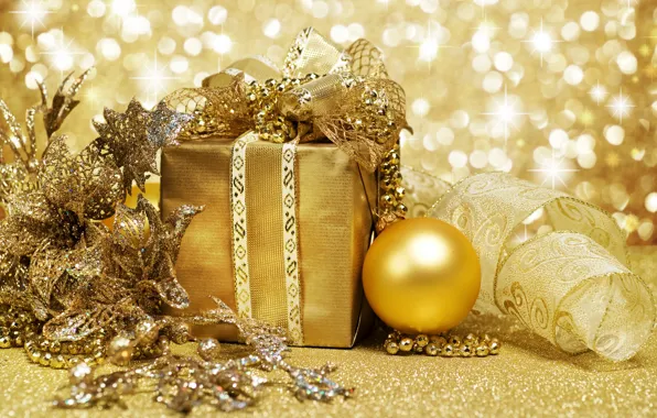 Picture snowflakes, gold, gift, new year, tape