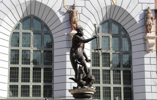 Statua, monument, gdansk, Neptune