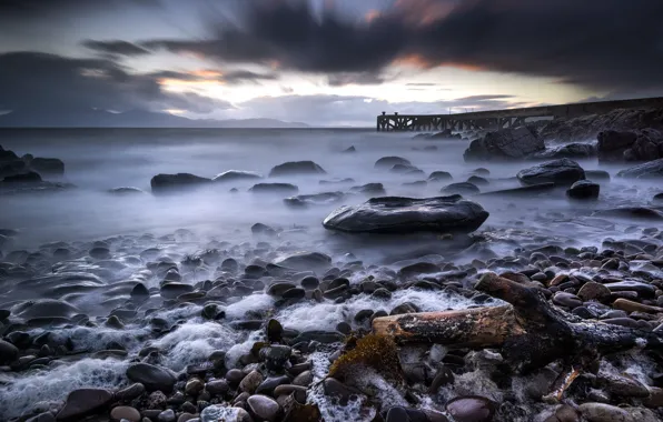 Picture Scotland, long exposure, Stormy Sunset