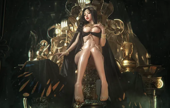 Chest, sexy, gold, Asian, cutie, power, the throne, asian