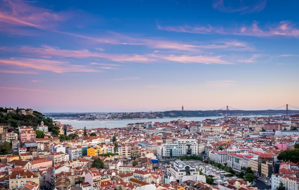 The sky, landscape, bridge, home, panorama, Bay