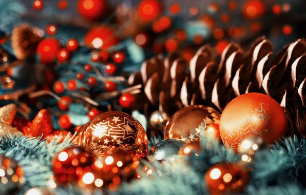 Balls, macro, holiday, balls, toy, bumps, different