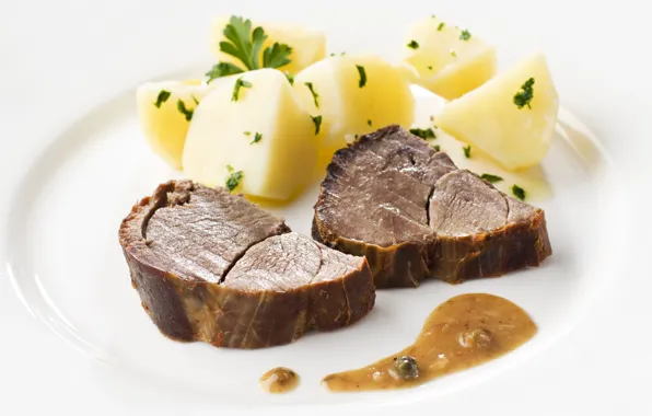 Picture plate, meat, potatoes
