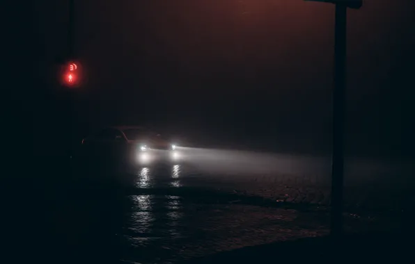 Picture road, machine, night, street, traffic light