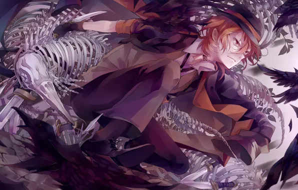 Anime, art, skeleton, guy, Bungou Stray Dogs