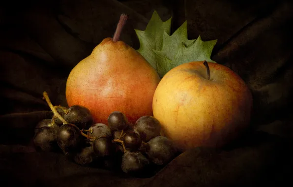 Apple, grapes, pear