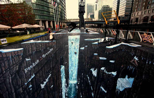 Picture jump, figure, London, deviantart, jamielawrence, 3D chalk