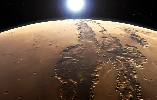 Picture surface, Mars, a system of canyons, Valles Marineris